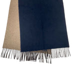 Hermes Scarf Cashmere Navy Brown Logo Double Face Shawl — view 5