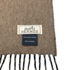 Hermes Scarf Cashmere Navy Brown Logo Double Face Shawl — view 6