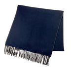 Hermes Scarf Cashmere Navy Brown Logo Double Face Shawl — view 2