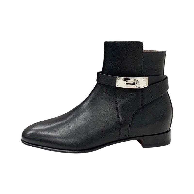 Hermes Neo Boots Short Shoes Leather Black Silver Kelly Hardware — view 3