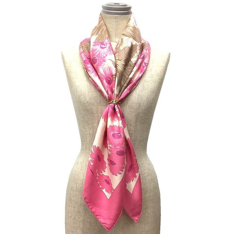 Hermes Scarf Carre 90 Fleurs Et Carlines II Bouquet Of Sunflowers Pink — view 2