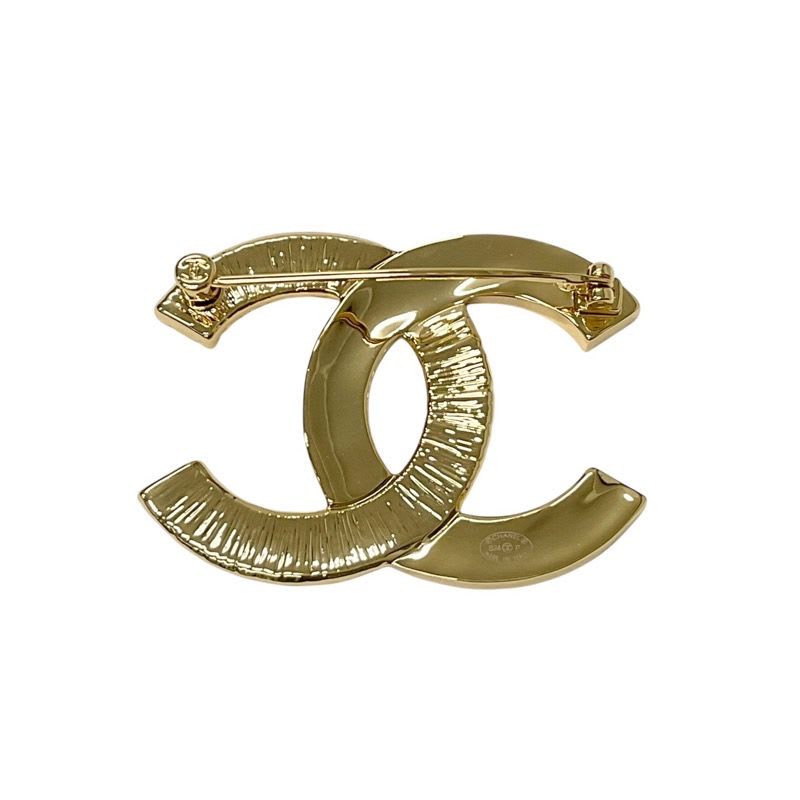Chanel Brooch Corsage Gold Black Coco Mark — view 4