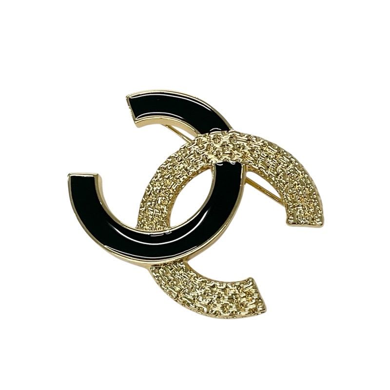 Chanel Brooch Corsage Gold Black Coco Mark — view 3