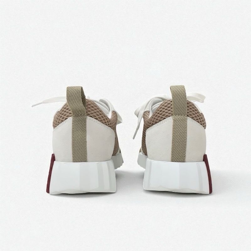 Hermes Bouncing Sneakers Shoes Fabric Suede Beige White — view 5