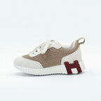 Hermes Bouncing Sneakers Shoes Fabric Suede Beige White — view 3