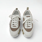 Hermes Bouncing Sneakers Shoes Fabric Suede Beige White — view 2