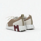 Hermes Bouncing Sneakers Shoes Fabric Suede Beige White — view 4
