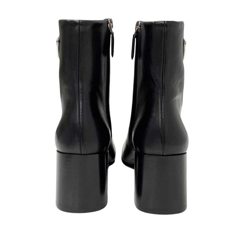 Prada Boots Short Shoes Leather Black Triangle Logo — view 4