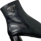 Prada Boots Short Shoes Leather Black Triangle Logo — view 8