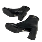 Prada Boots Short Shoes Leather Black Triangle Logo — view 5