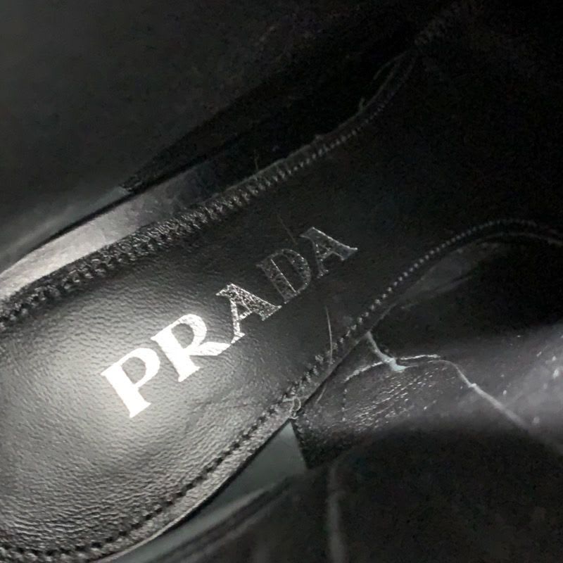 Prada Boots Short Shoes Leather Black Triangle Logo — view 6