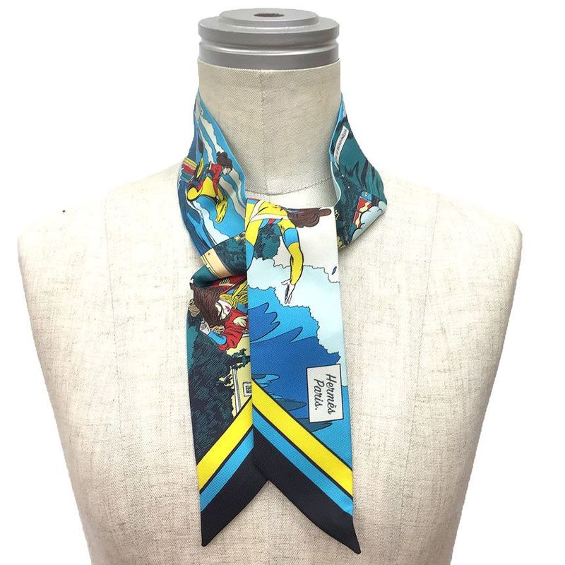 Hermes Twilly WOW S Spring Summer 2021 American Comic Book Style Tie — view 2