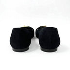Hermes Bilbao Flat Shoes Suede Black Gold Kelly Hardware — view 5