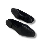 Hermes Bilbao Flat Shoes Suede Black Gold Kelly Hardware — view 6