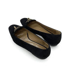 Hermes Bilbao Flat Shoes Suede Black Gold Kelly Hardware — view 4