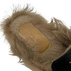 Gucci Prince Town Flat Shoes Leather Fur Black Brown Gold Horsebit Star Bee — view 7