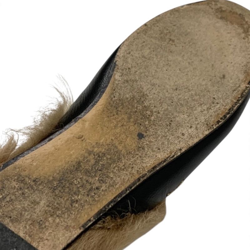 Gucci Prince Town Flat Shoes Leather Fur Black Brown Gold Horsebit Star Bee — view 8