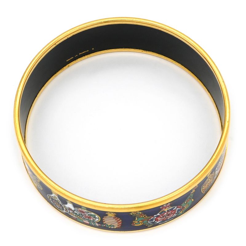 Hermes Bangle Emile GM Cloisonne Navy and Multicolor Gold Hardware Blue — view 3
