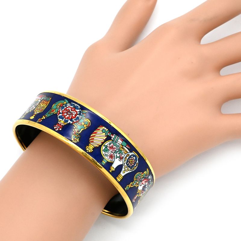 Hermes Bangle Emile GM Cloisonne Navy and Multicolor Gold Hardware Blue — view 8