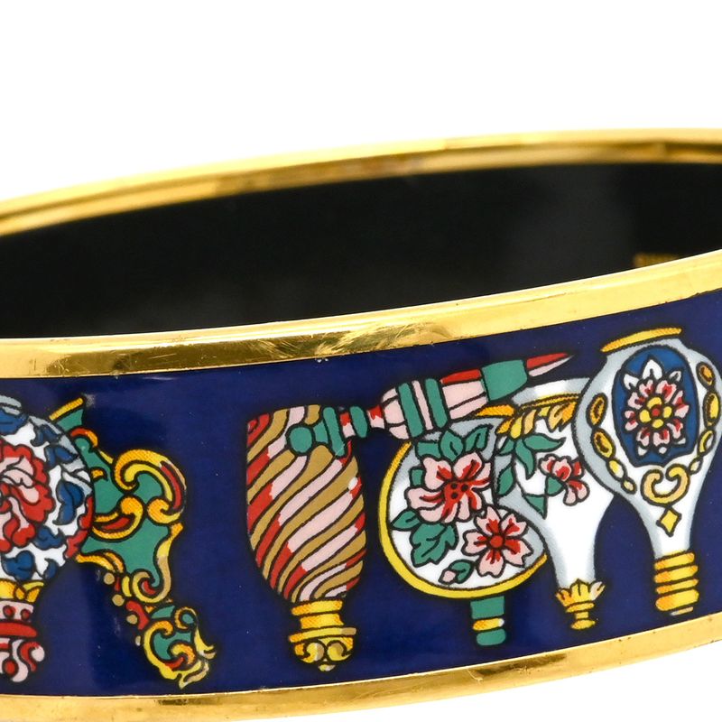Hermes Bangle Emile GM Cloisonne Navy and Multicolor Gold Hardware Blue — view 4