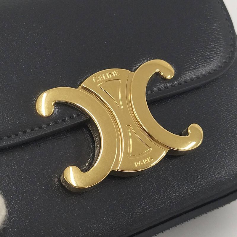 Celine Miniclaude Shoulder Bag Triomphe Leather Black 10 I513 — view 7