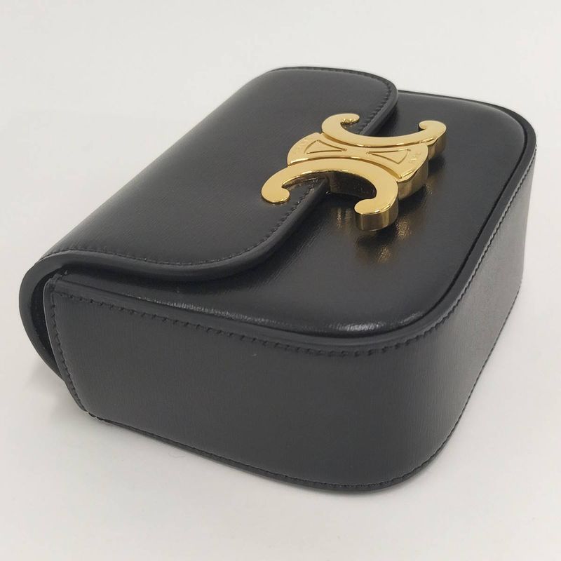 Celine Miniclaude Shoulder Bag Triomphe Leather Black 10 I513 — view 3