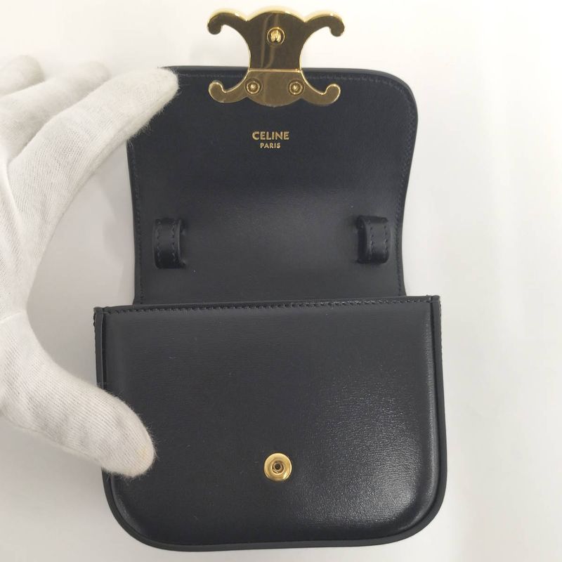 Celine Miniclaude Shoulder Bag Triomphe Leather Black 10 I513 — view 9