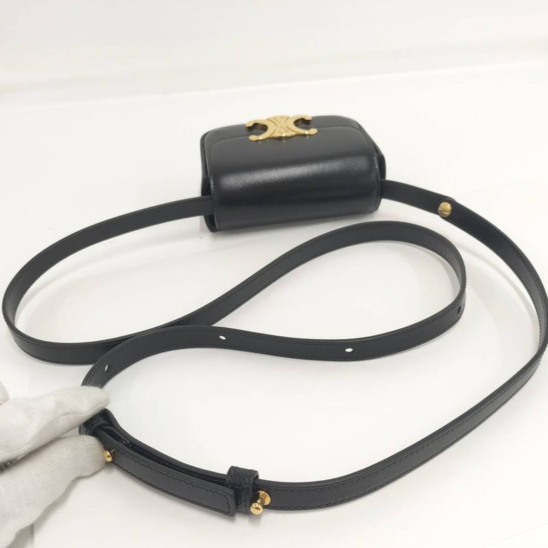 Celine Miniclaude Shoulder Bag Triomphe Leather Black 10 I513 — view 6