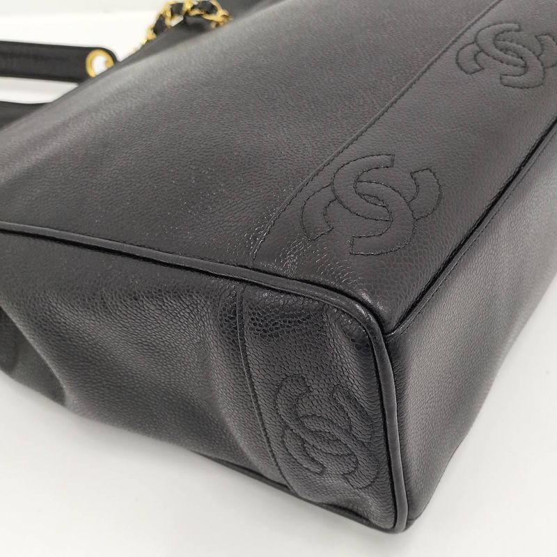 Chanel Chain Shoulder Bag Triple Coco Caviar Leather Black — view 3