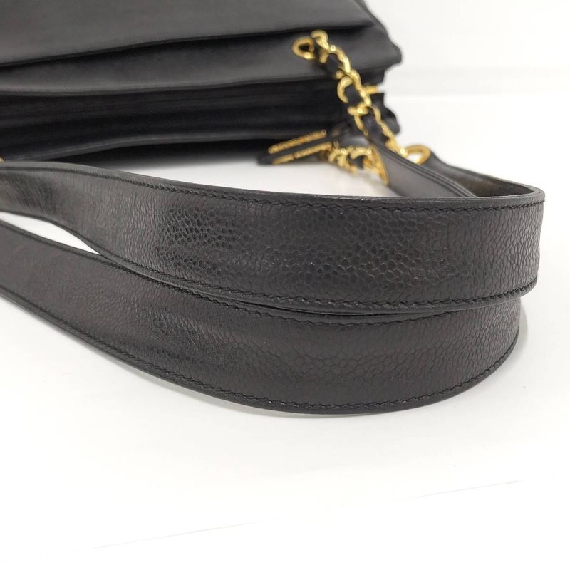 Chanel Chain Shoulder Bag Triple Coco Caviar Leather Black — view 6