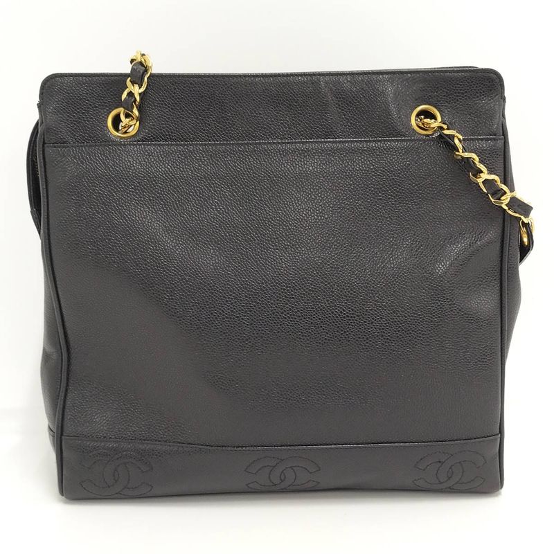 Chanel Chain Shoulder Bag Triple Coco Caviar Leather Black — view 2