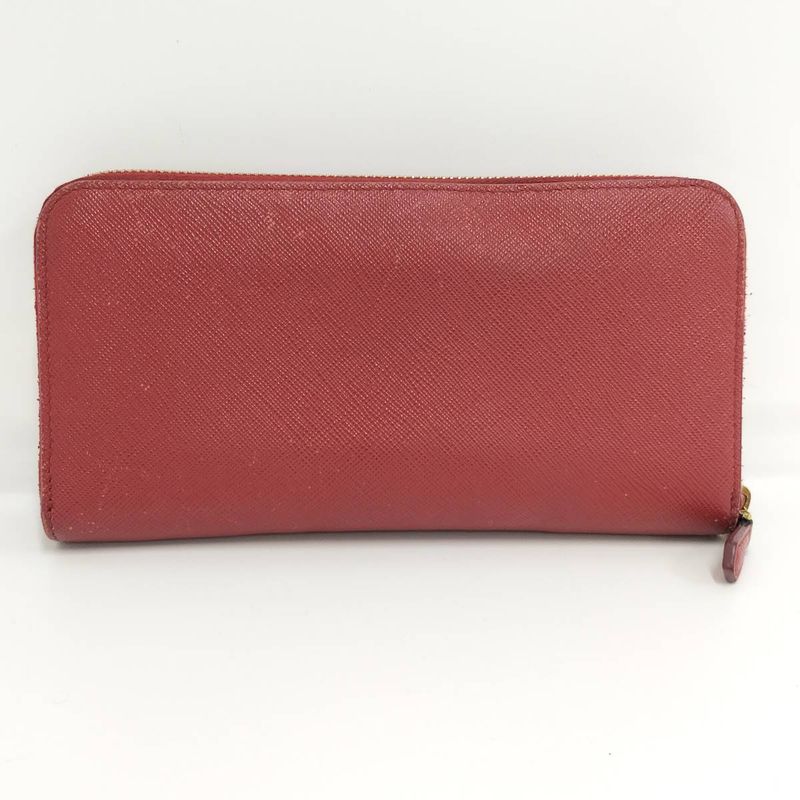 Prada Round Zipper Long Wallet Saffiano Leather Red 1 Ml506 — view 3
