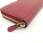 Prada Round Zipper Long Wallet Saffiano Leather Red 1 Ml506 — view 5