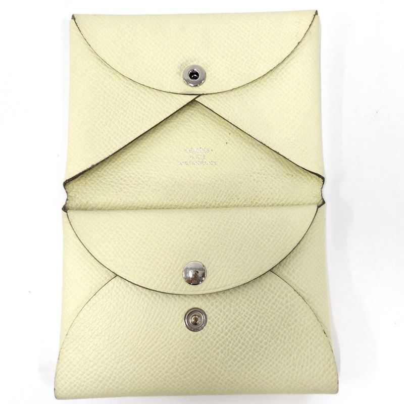 Hermes Calvi Duo Coin Case Vaux Epson Yellow Tone Stamped — view 2