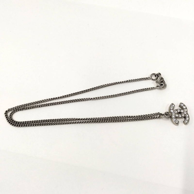 Chanel Necklace Coco Rhinestone Silver Plated 09 — view 4
