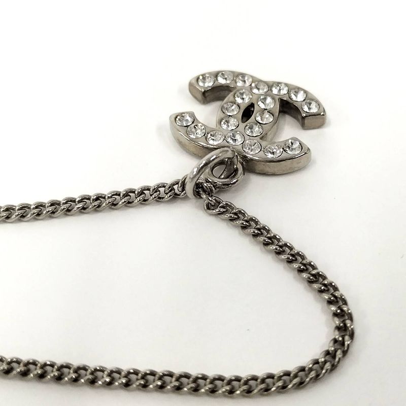 Chanel Necklace Coco Rhinestone Silver Plated 09 — view 5