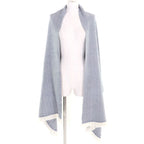 Hermes 100% Cashmere Chevron Patterned Large Scarf Shawl With Cowhide Blunt — view 3