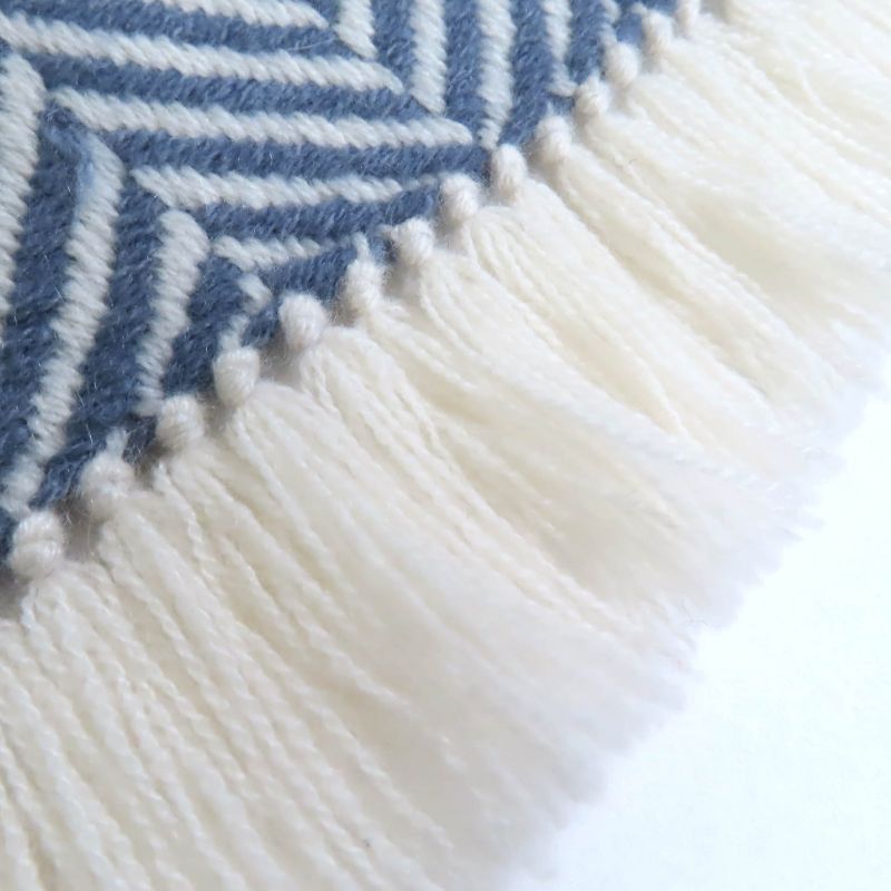 Hermes 100% Cashmere Chevron Patterned Large Scarf Shawl With Cowhide Blunt — view 7