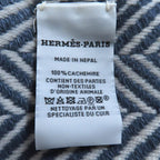 Hermes 100% Cashmere Chevron Patterned Large Scarf Shawl With Cowhide Blunt — view 9