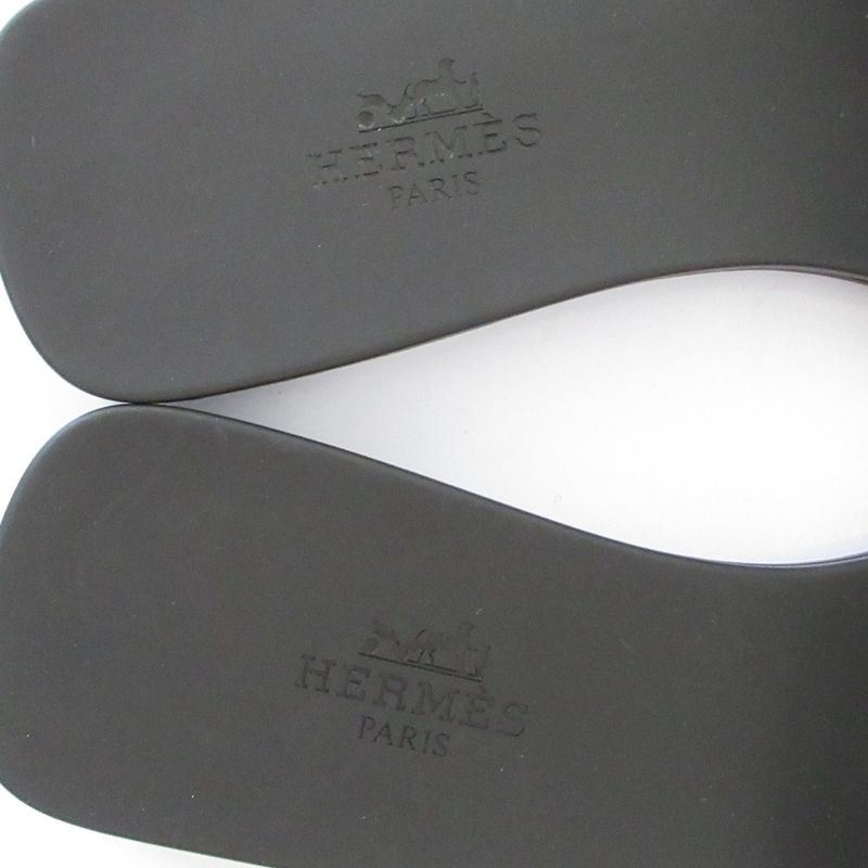 Hermes Aloha Flat Sandals Mules 35 Black — view 6