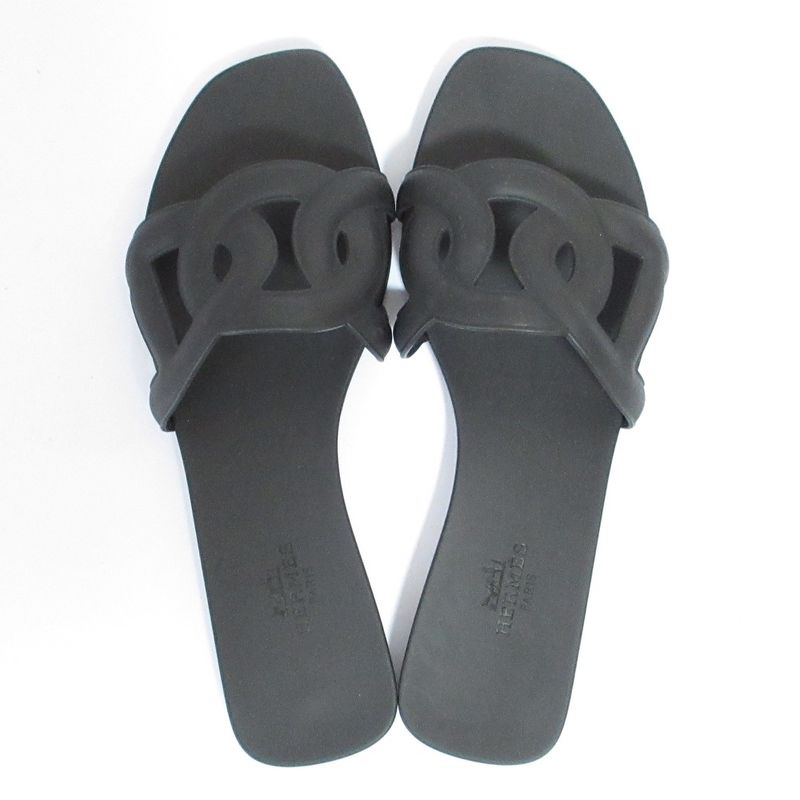 Hermes Aloha Flat Sandals Mules 35 Black — view 4
