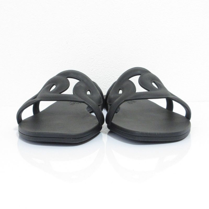 Hermes Aloha Flat Sandals Mules 35 Black — view 3