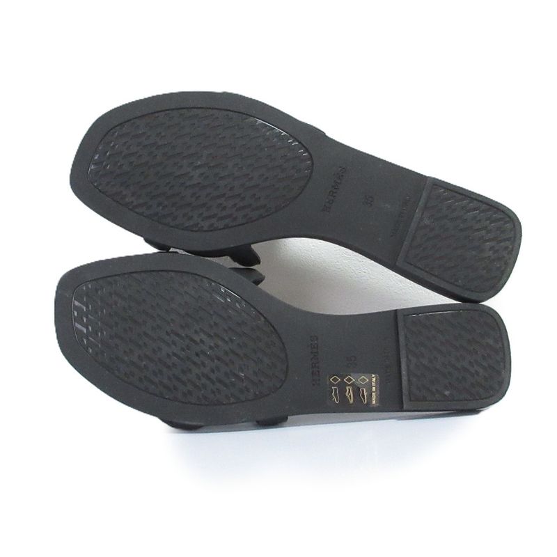 Hermes Aloha Flat Sandals Mules 35 Black — view 7