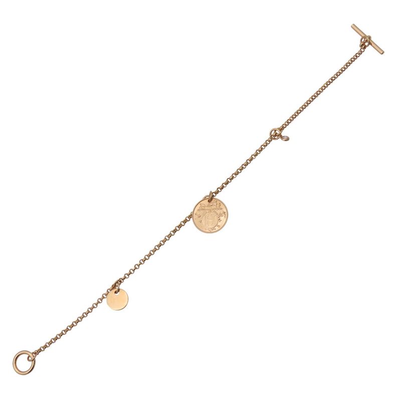 Hermes Exlibris PM 18K Pink Gold And Diamonds Bracelet Diamond Jewelry 0251 — view 3