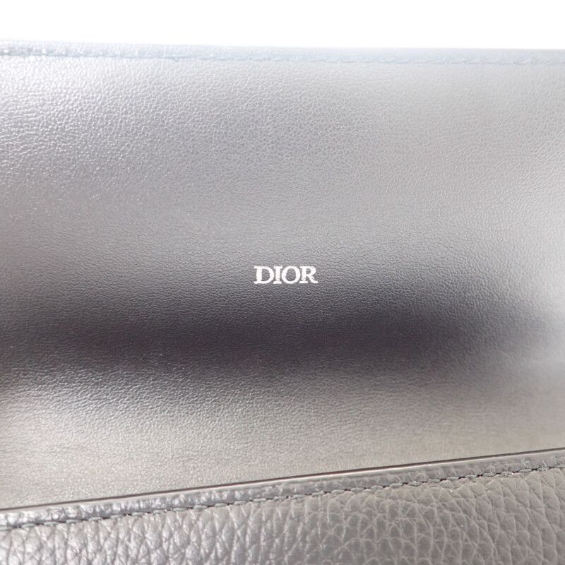 Dior Long Flap Wallet 2 Cdi h00 N Calf Black Silver Hardware — view 7