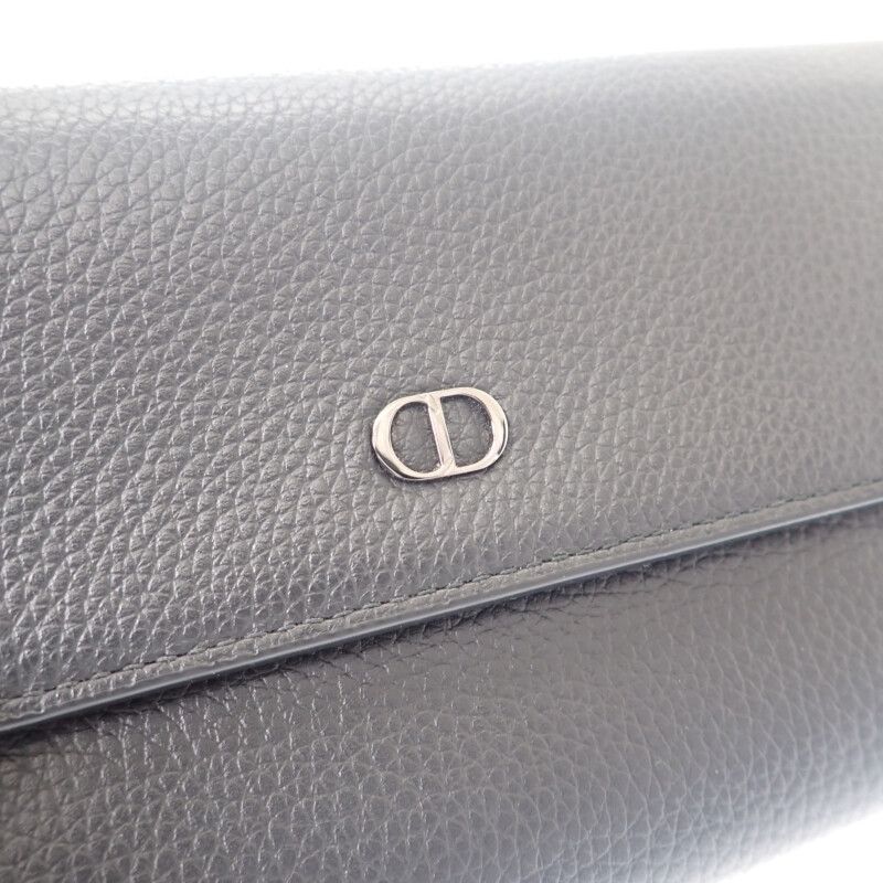 Dior Long Flap Wallet 2 Cdi h00 N Calf Black Silver Hardware — view 6
