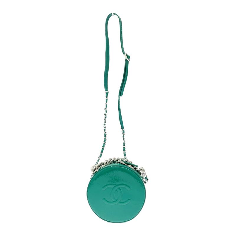 Chanel Patent Leather Round As Earth Chain Shoulder Bag Green — view 2