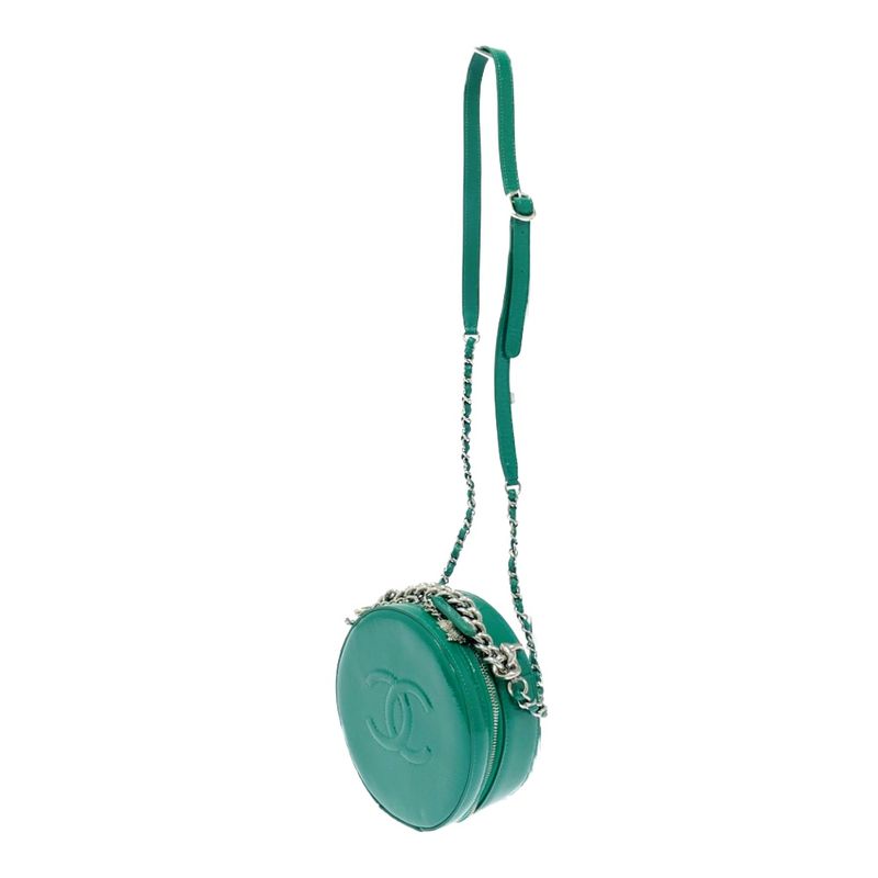Chanel Patent Leather Round As Earth Chain Shoulder Bag Green — view 4