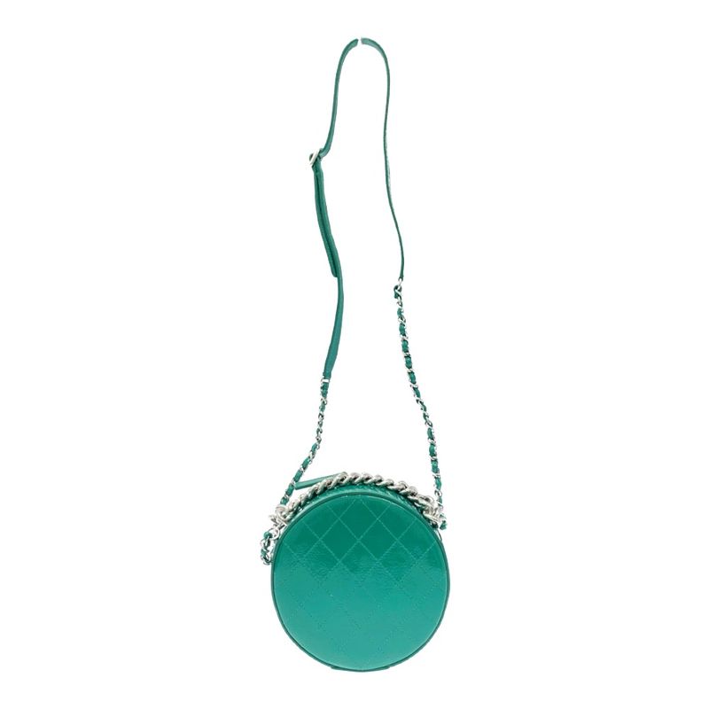 Chanel Patent Leather Round As Earth Chain Shoulder Bag Green — view 6