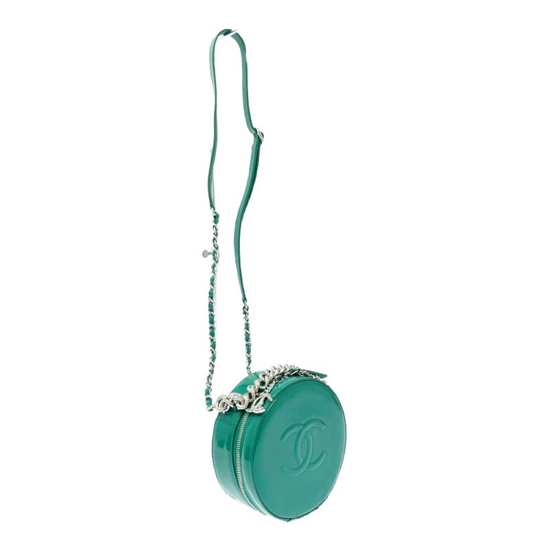 Chanel Patent Leather Round As Earth Chain Shoulder Bag Green — view 3